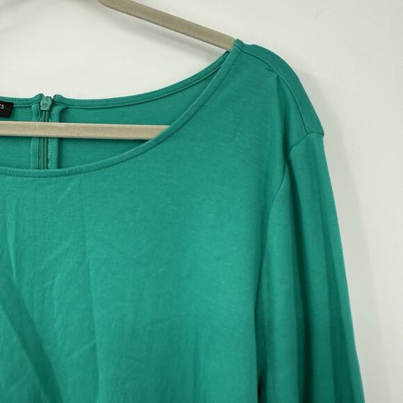 Talbots 3X Tunic 3/4 Bell Sleeve Green Cotton Tee Round neck Pullover Preppy - Picture 2 of 11